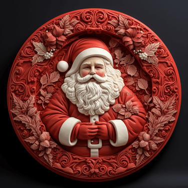 Christmas Sign Red Santa Pink Dco-00610 For Wreath 10 Round Wood